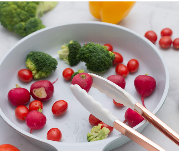 Silicone branco e utensílios de cozimento de cobre para o cozimento moderno e servir, espátula ideal servindo de cobre de aço inoxidável dos utensílios