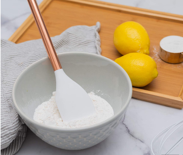 Silicone branco e utensílios de cozimento de cobre para o cozimento moderno e servir, espátula ideal servindo de cobre de aço inoxidável dos utensílios